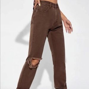 Brown Straight Leg Jeans